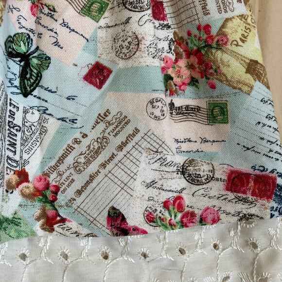 Under Moments Midi Length Skirt Slip Layered Novelty Print Eyelet Hem Boho Retro - Picture 12 of 15